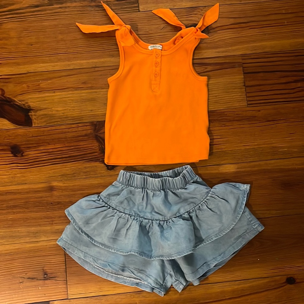 Habitual Girls' Bow Tank Top & Ruffle Shorts Set Sz. 4-5